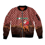 Morocco Christmas Sleeve Zip Bomber Jacket Santa Claus Camel Caravan Desert Scene - African Pride
