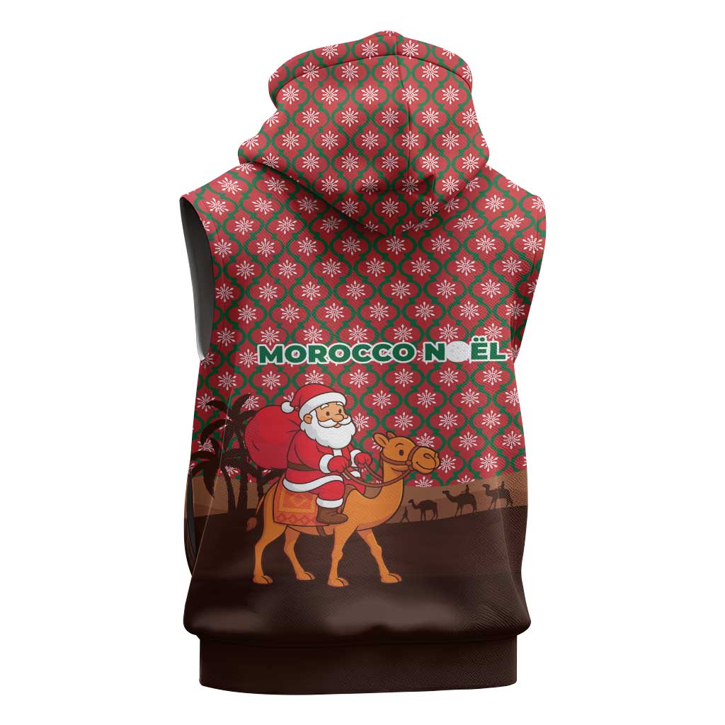 Morocco Christmas Sleeveless Zip Hoodie Santa Claus Camel Caravan Desert Scene - African Pride
