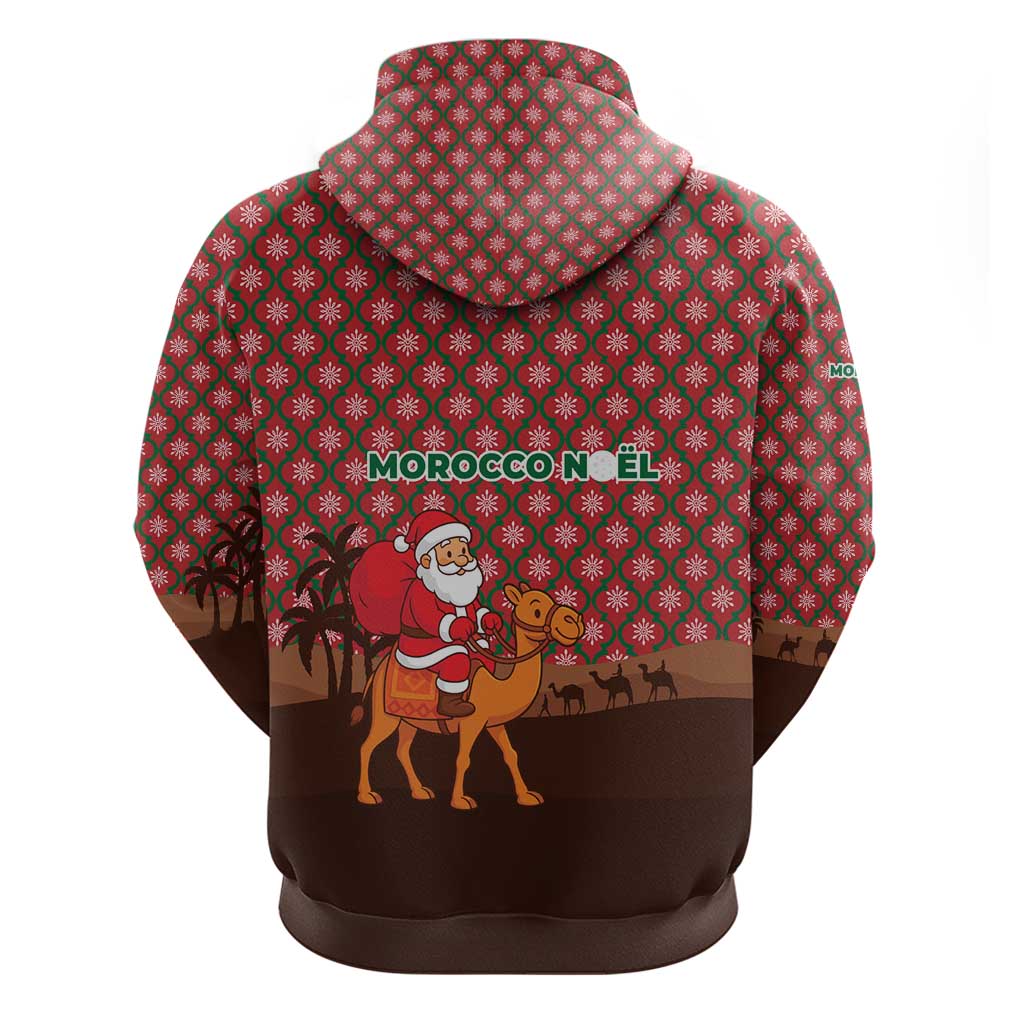 Morocco Christmas Zip Hoodie Santa Claus Camel Caravan Desert Scene - African Pride
