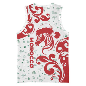 Morocco Christmas Basketball Jersey Red Horse Santa Hat Arabesque Pattern a TS04