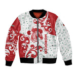 Morocco Christmas Bomber Jacket Red Horse Santa Hat Arabesque Pattern a - African Pride
