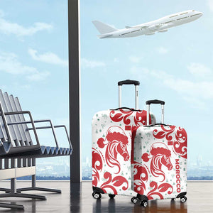 Morocco Christmas Luggage Cover Red Horse Santa Hat Arabesque Pattern a - African Pride