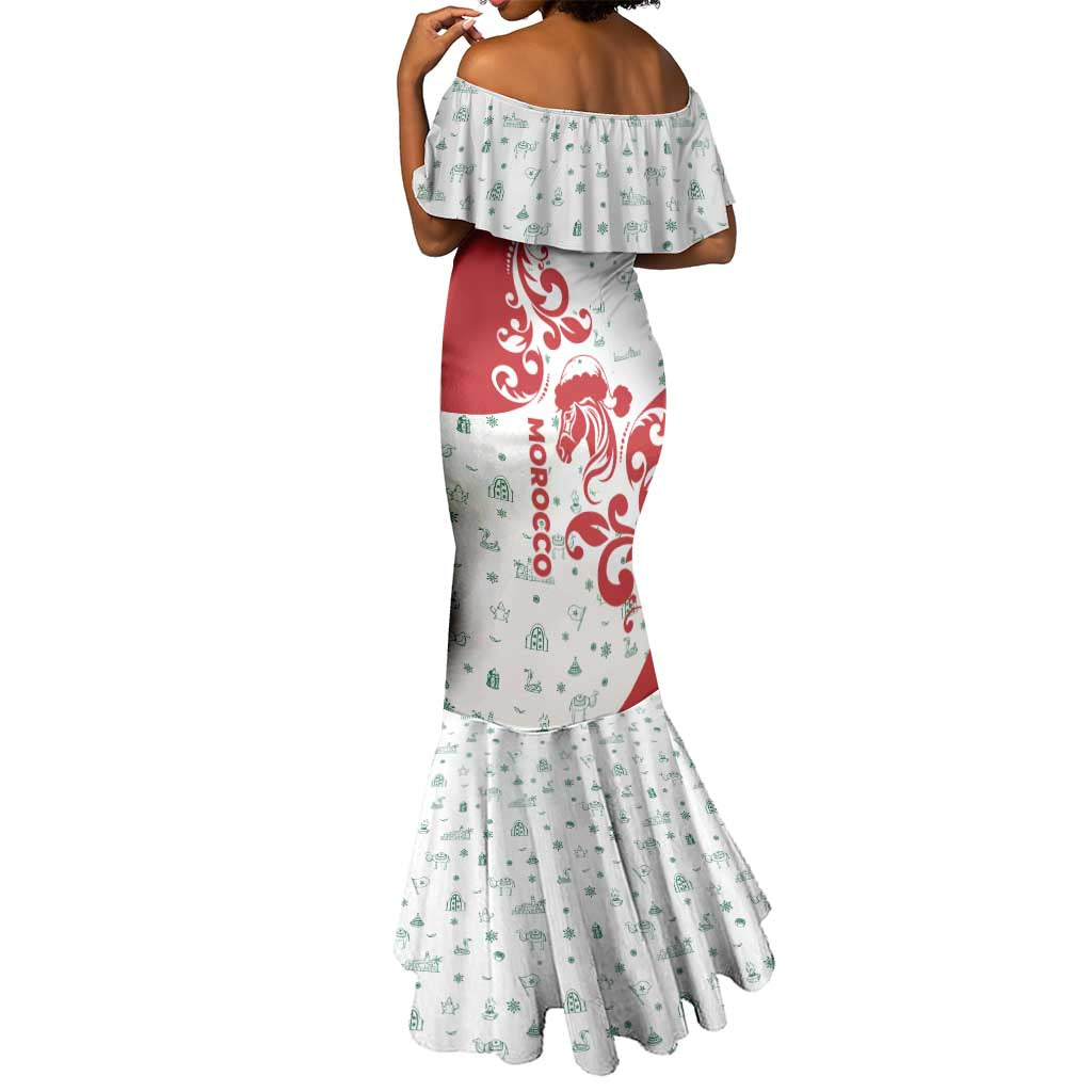 Morocco Christmas Mermaid Dress Red Horse Santa Hat Arabesque Pattern a - African Pride