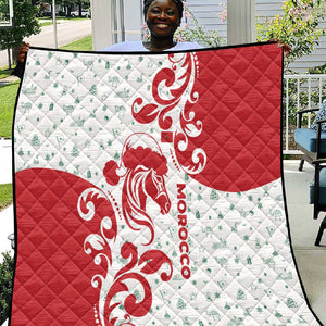 Morocco Christmas Quilt Red Horse Santa Hat Arabesque Pattern a - African Pride