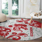 Morocco Christmas Round Carpet Red Horse Santa Hat Arabesque Pattern a - African Pride