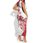 Morocco Christmas Short Sleeve Bodycon Dress Red Horse Santa Hat Arabesque Pattern a - African Pride