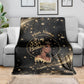 Personalized African Queen 55th Birthday Blanket Black Yellow Glitter Sparkle Afro Crown Glam Art