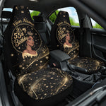 Personalized African Queen 55th Birthday Car Seat Cover Black Yellow Glitter Sparkle Afro Crown Glam Art