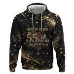Personalized African Queen 55th Birthday Hoodie Black Yellow Glitter Sparkle Afro Crown Glam Art