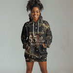 Personalized African Queen 55th Birthday Hoodie Dress Black Yellow Glitter Sparkle Afro Crown Glam Art