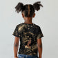 Personalized African Queen 55th Birthday Kid T shirt Black Yellow Glitter Sparkle Afro Crown Glam Art