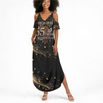 Personalized African Queen 55th Birthday Summer Maxi Dress Black Yellow Glitter Sparkle Afro Crown Glam Art