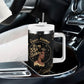 Personalized African Queen 55th Birthday Tumbler With Handle Black Yellow Glitter Sparkle Afro Crown Glam Art