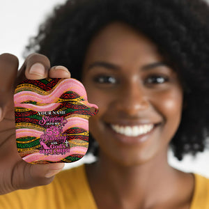 Personalized African Queen Stepping Into My 55th Birthday AirPods Case Pink Sparkle Glitter Tribal Kente