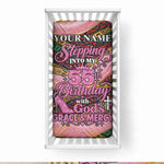 Personalized African Queen Stepping Into My 55th Birthday Baby Bed Cover Pink Sparkle Glitter Tribal Kente