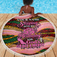 Personalized African Queen Stepping Into My 55th Birthday Beach Blanket Pink Sparkle Glitter Tribal Kente