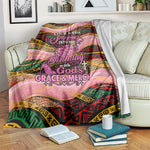 Personalized African Queen Stepping Into My 55th Birthday Blanket Pink Sparkle Glitter Tribal Kente