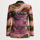 Personalized African Queen Stepping Into My 55th Birthday Blazer Pink Sparkle Glitter Tribal Kente
