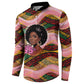 Personalized African Queen Stepping Into My 55th Birthday Button Sweatshirt Pink Sparkle Glitter Tribal Kente