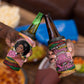 Personalized African Queen Stepping Into My 55th Birthday 4 in 1 Can Cooler Tumbler Pink Sparkle Glitter Tribal Kente