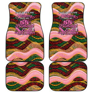 Personalized African Queen Stepping Into My 55th Birthday Car Mats Pink Sparkle Glitter Tribal Kente