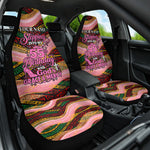 Personalized African Queen Stepping Into My 55th Birthday Car Seat Cover Pink Sparkle Glitter Tribal Kente