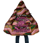 Personalized African Queen Stepping Into My 55th Birthday Cloak Pink Sparkle Glitter Tribal Kente