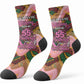 Personalized African Queen Stepping Into My 55th Birthday Crew Socks Pink Sparkle Glitter Tribal Kente