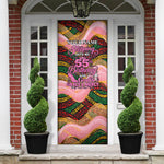 Personalized African Queen Stepping Into My 55th Birthday Door Cover Pink Sparkle Glitter Tribal Kente