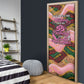 Personalized African Queen Stepping Into My 55th Birthday Door Cover Pink Sparkle Glitter Tribal Kente