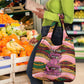 Personalized African Queen Stepping Into My 55th Birthday Grocery Bag Pink Sparkle Glitter Tribal Kente