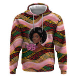 Personalized African Queen Stepping Into My 55th Birthday Hoodie Pink Sparkle Glitter Tribal Kente