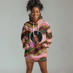 Personalized African Queen Stepping Into My 55th Birthday Hoodie Dress Pink Sparkle Glitter Tribal Kente