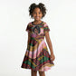 Personalized African Queen Stepping Into My 55th Birthday Kid Short Sleeve Dress Pink Sparkle Glitter Tribal Kente