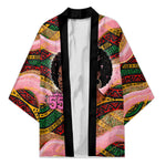 Personalized African Queen Stepping Into My 55th Birthday Kimono Pink Sparkle Glitter Tribal Kente