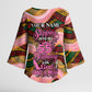 Personalized African Queen Stepping Into My 55th Birthday Kimono Sleeve Blouse Pink Sparkle Glitter Tribal Kente