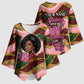 Personalized African Queen Stepping Into My 55th Birthday Kimono Sleeve Blouse Pink Sparkle Glitter Tribal Kente