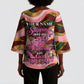 Personalized African Queen Stepping Into My 55th Birthday Kimono Sleeve Blouse Pink Sparkle Glitter Tribal Kente