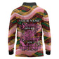 Personalized African Queen Stepping Into My 55th Birthday Long Sleeve Polo Shirt Pink Sparkle Glitter Tribal Kente