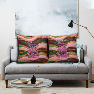 Personalized African Queen Stepping Into My 55th Birthday Pillow Cover Pink Sparkle Glitter Tribal Kente
