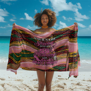 Personalized African Queen Stepping Into My 55th Birthday Sarong Pink Sparkle Glitter Tribal Kente