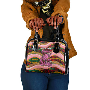 Personalized African Queen Stepping Into My 55th Birthday Shoulder Handbag Pink Sparkle Glitter Tribal Kente