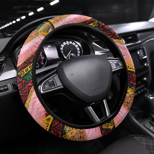 African Queen Stepping Into My 55th Birthday Steering Wheel Cover Pink Sparkle Glitter Tribal Kente