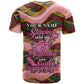 Personalized African Queen Stepping Into My 55th Birthday T shirt Pink Sparkle Glitter Tribal Kente