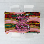 Personalized African Queen Stepping Into My 55th Birthday Tablecloth Pink Sparkle Glitter Tribal Kente