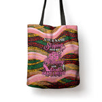 Personalized African Queen Stepping Into My 55th Birthday Tote Bag Pink Sparkle Glitter Tribal Kente