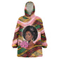 Personalized African Queen Stepping Into My 55th Birthday Wearable Blanket Hoodie Pink Sparkle Glitter Tribal Kente