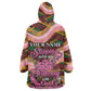 Personalized African Queen Stepping Into My 55th Birthday Wearable Blanket Hoodie Pink Sparkle Glitter Tribal Kente