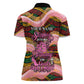 Personalized African Queen Stepping Into My 55th Birthday Women Polo Shirt Pink Sparkle Glitter Tribal Kente