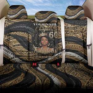 Personalized African Queen 60th Birthday Back Car Seat Cover Gold Glitter Afro Crown - Chapter 60 Black Excellence
